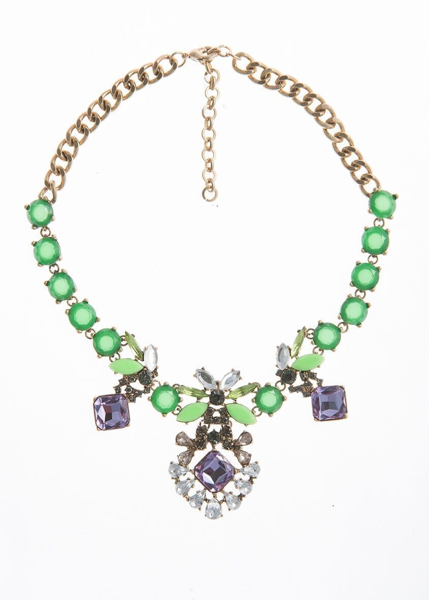 Purple & Green Crystal Necklace