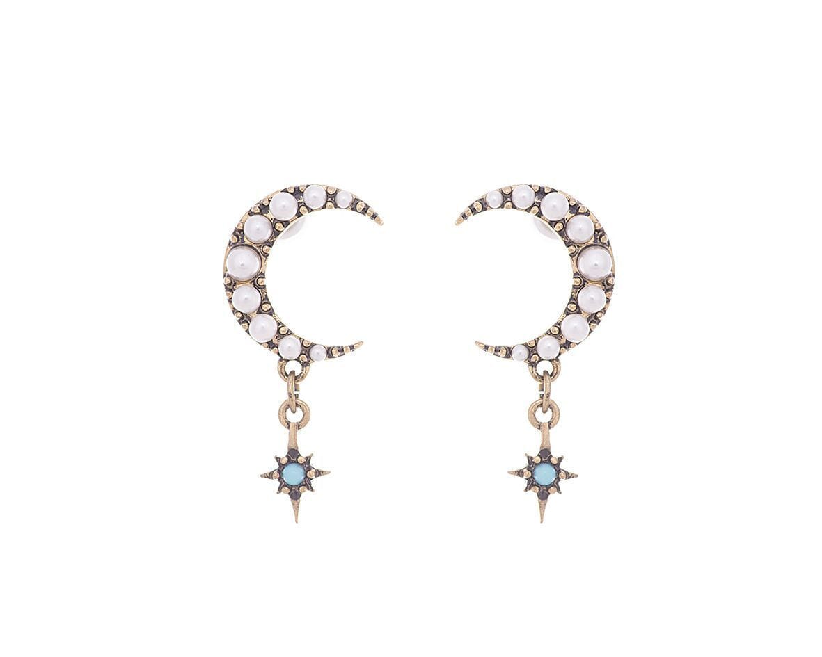 Cresent Moon Star Earrings
