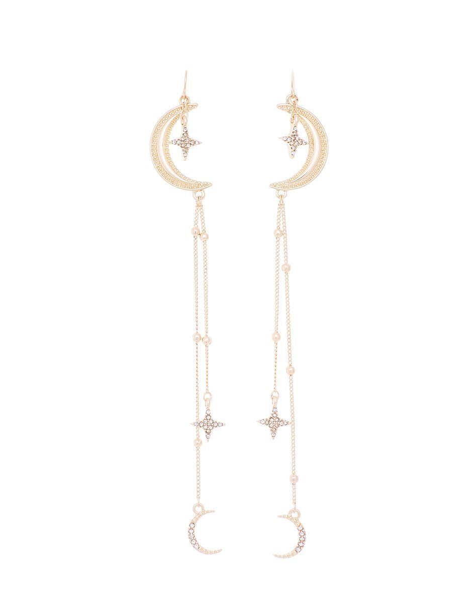 Star and moon dangle earrings deals