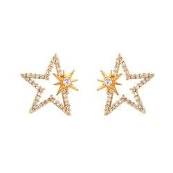 PPJ's Gold & Diamante Star Stud Earrings
