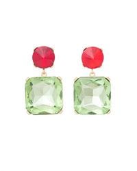Red & Green Square Stud Earrings