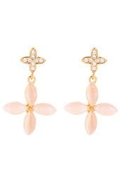 Diamanté & Peach Floral Earrings