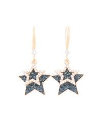 Navy Double Star Earrings