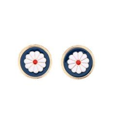 Round Flower Tile Earrings