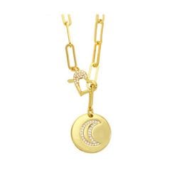 Gold Link Crecent Moon Necklace