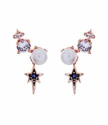 Star Pearl Climber Earrings