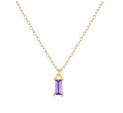 Lavender Drop Gold Necklace