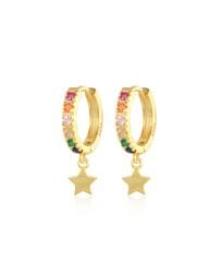 Gold Rainbow Star Huggie Earrings