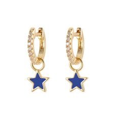 Gold Navy Star Huggie Earrings