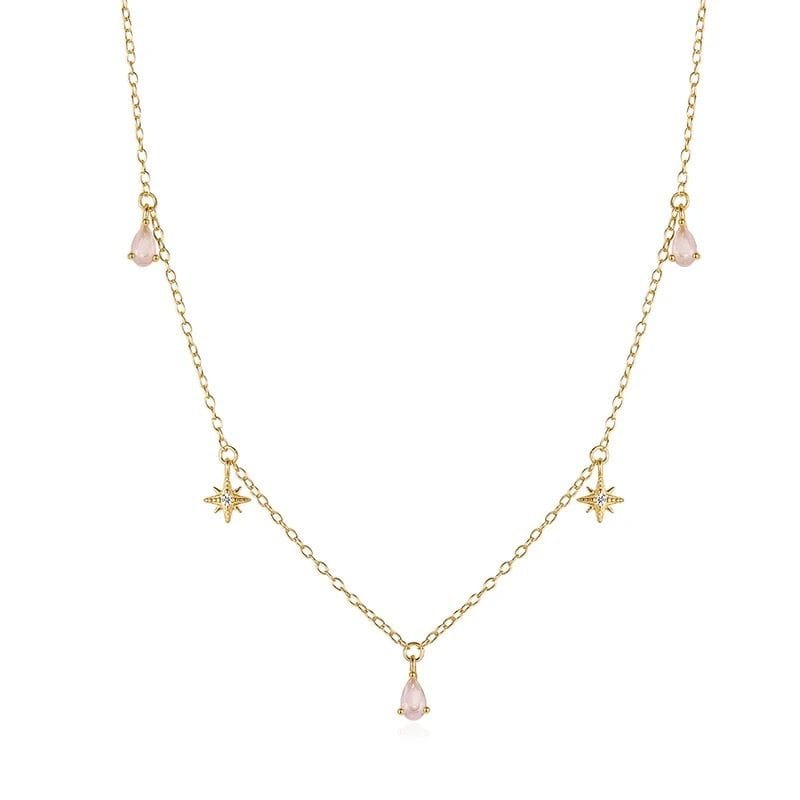 Gold Pastel & Star Drops Necklace