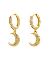 Gold & Crystal Crescent Moon Earrings