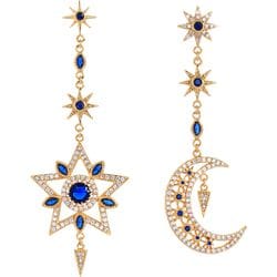 Gold & Cobalt Moon & Star Earrings