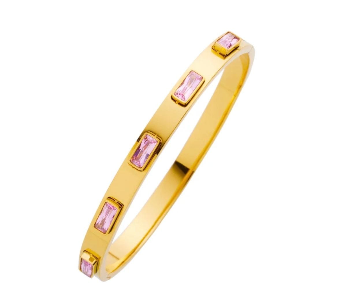 Pink CZ Gold Plated Bracelet