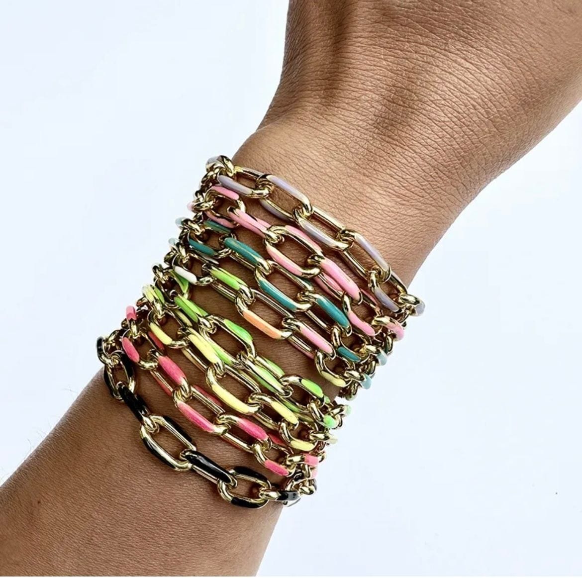 Coloured Chain Enamel Bracelets