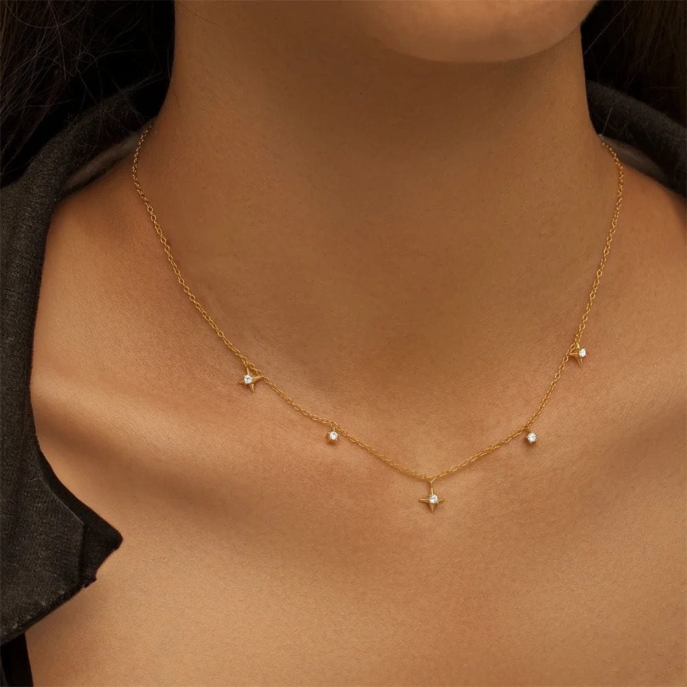 Fine Gold CZ Star Necklace