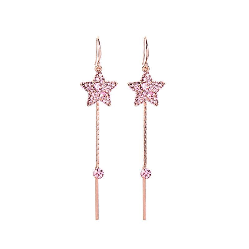 Pink Star Drop Earrings