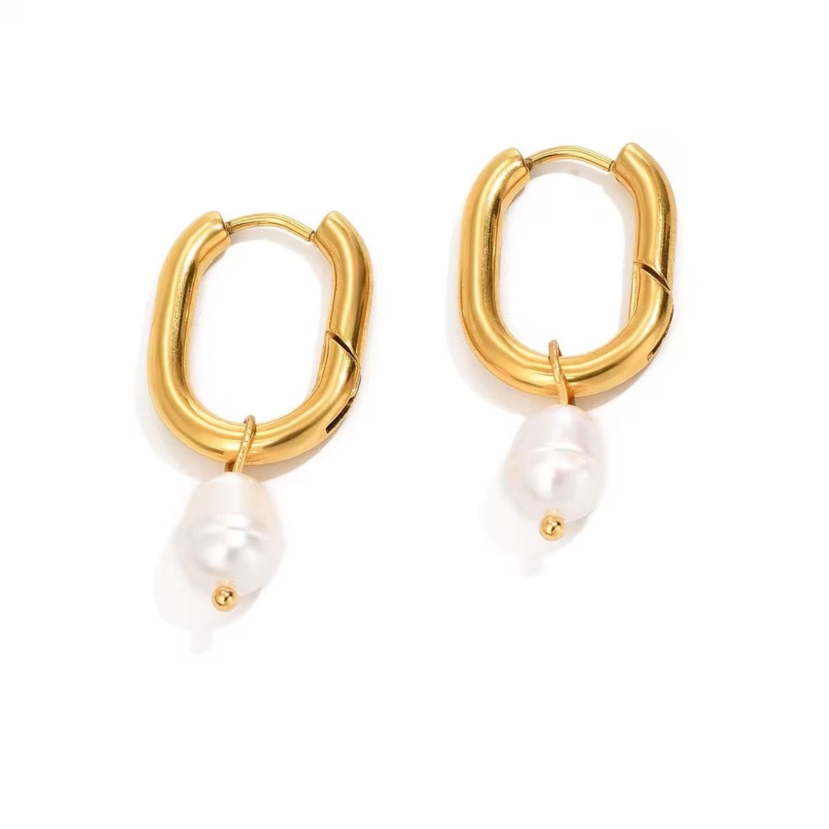 Golden Pearl Hoops