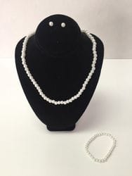 pearl necklace,earring and bracelet set.