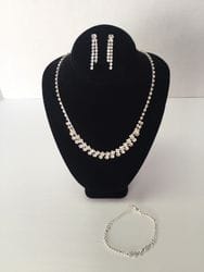 Silver rhinestone necklace,earring and bracelet set