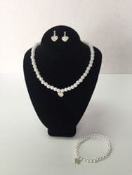 Heart necklace,earring and bracelet set.