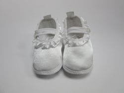 White satin baby shoe 3