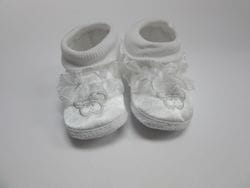 White satin baby shoe 6
