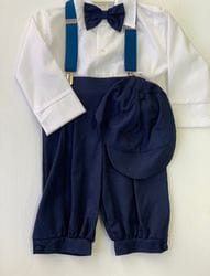 White/Navy 5 Piece Suspender Set