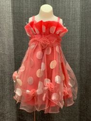 Coral Polka Dot Rose Dress