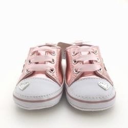 Rose Gold Patent Sneakers with Hearts