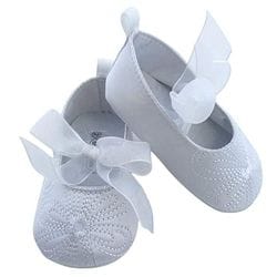 Embroidered White Satin Ballerina Shoe