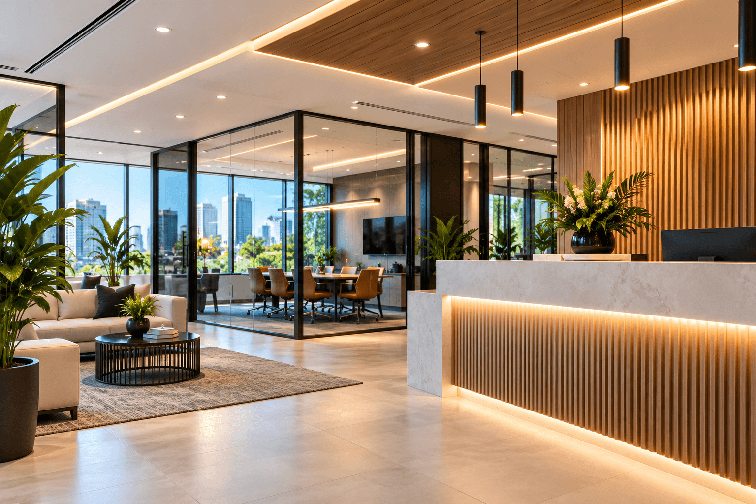 Commercial Electrical Services Gold Coast Modern Gold Coast commercial office interior featuring contemporary LED lighting and electrical fit-out