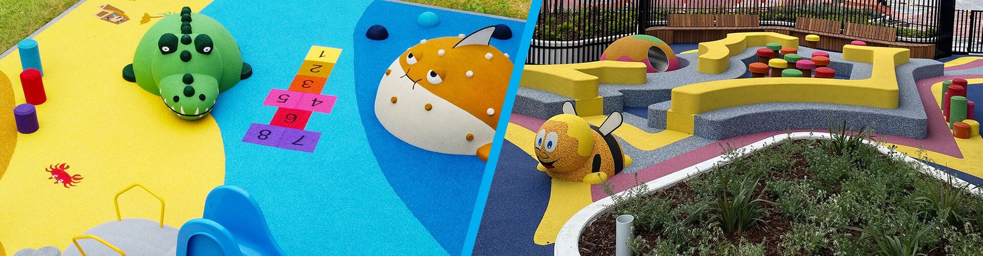 3D playground charachters Bumble Bee and Fish