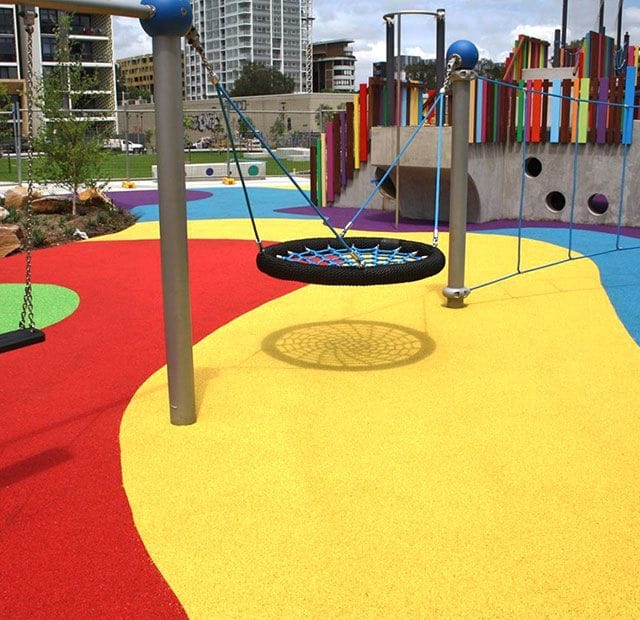 Surface Designs Rosehill TPV® Rubber Wetpour Playground | Wulaba Park by Synthetic Grass & Rubber Surfaces