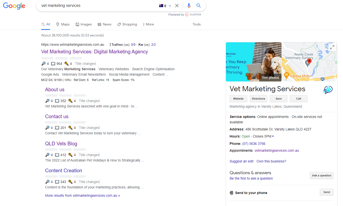 Vet Marketing Services Google Profile