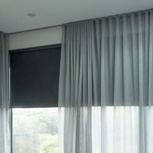 Ceiling Fix Curtains with Blockout Roller Behind for Privacy