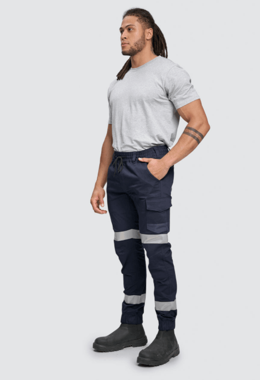 Unisex Cotton Stretch Drill Cuffed Work Pants with Tapes Unisex Cotton Stretch Drill Cuffed Work Pants with Tapes