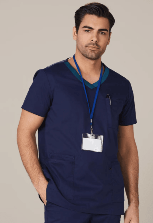 MENS V-NECK CONTRAST TRIM SCRUB TOP MENS V-NECK CONTRAST TRIM SCRUB TOP