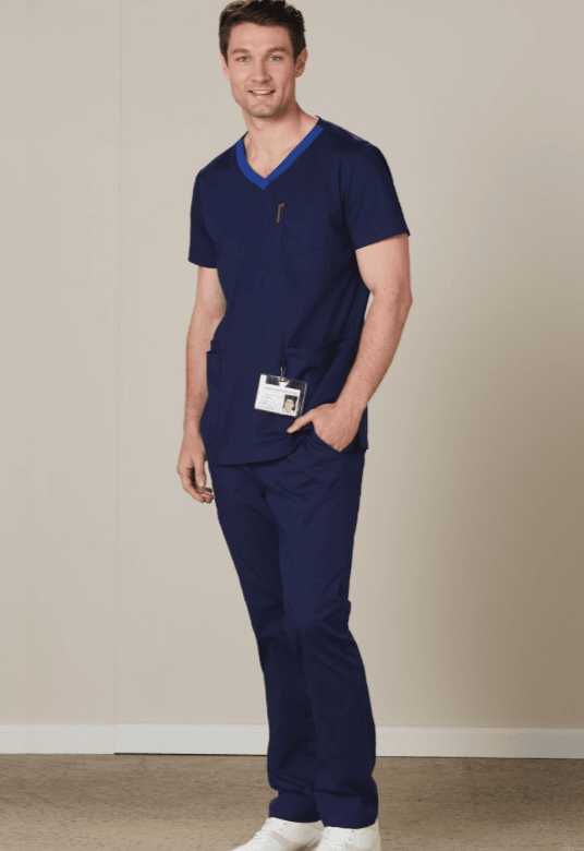 MENS V-NECK CONTRAST TRIM SCRUB TOP MENS V-NECK CONTRAST TRIM SCRUB TOP