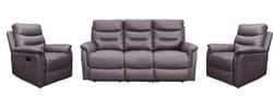 Milano 3 Seater Leather Reclining Lounge Suite