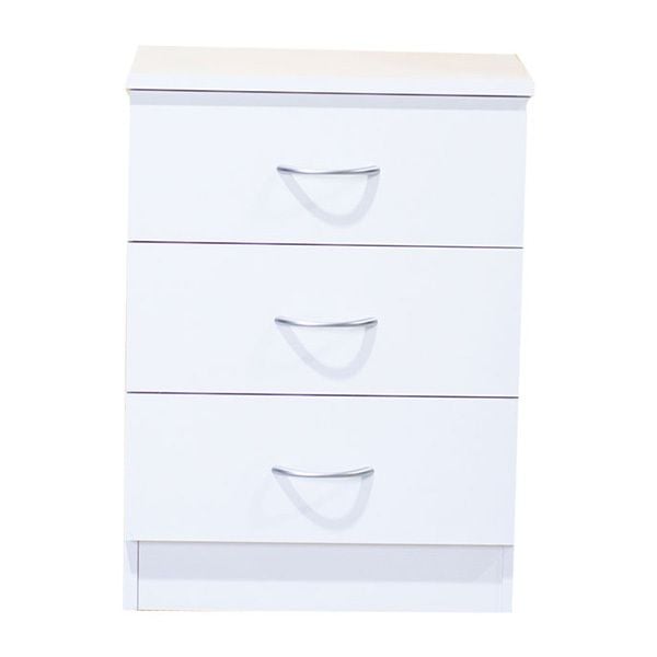 Bedside 3 Drawer - All White