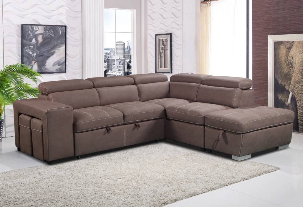 Positano 2 Seater Chaise Lounge with Sofa Bed & Ottoman
