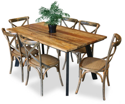 Retro 7 Piece Dining Suite with Crossback Chairs