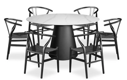 Inspire 7 Piece Dining Suite with Wishbone Chairs