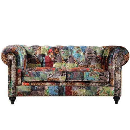 Chesterfield 2 Seater Lounge - Patchwork Main