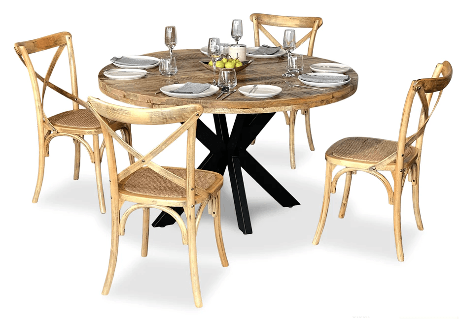 Foundry 5 Piece Round Dining Suite - Crossback Chairs Main Foundry 5 Piece Round Dining Suite - Crossback Chairs Main