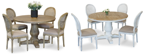 Bristol 5 Piece Dining Suite with French Vintage Chairs - 1200mm Main
