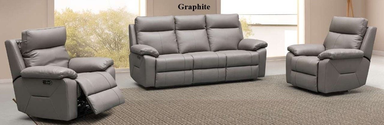 Nico 3 Seater Electric Leather Reclining Suite