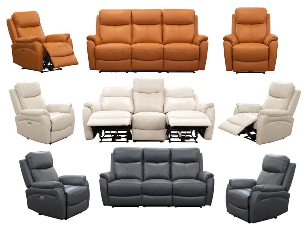 Camden 3 Seater Electric Leather Reclining Lounge Suite