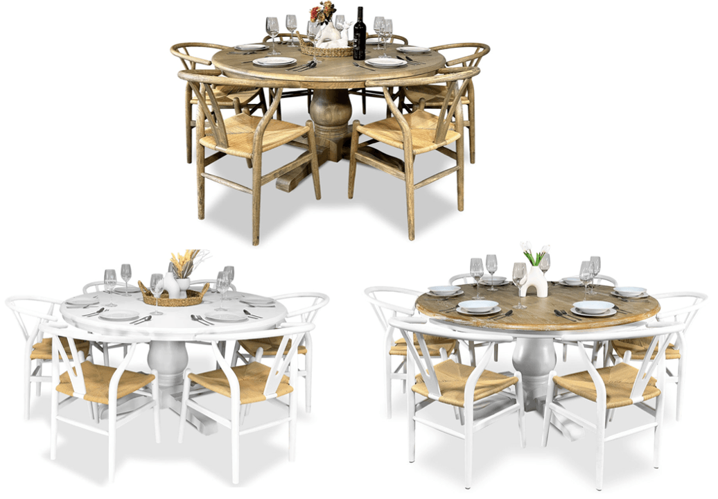 Bristol 7 Piece Dining Suite with Wishbone Chairs - 1500mm