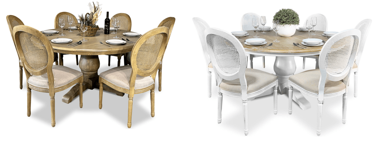 Bristol 7 Piece Dining Suite with French Vintage Chairs Main Bristol 7 Piece Dining Suite with French Vintage Chairs Main